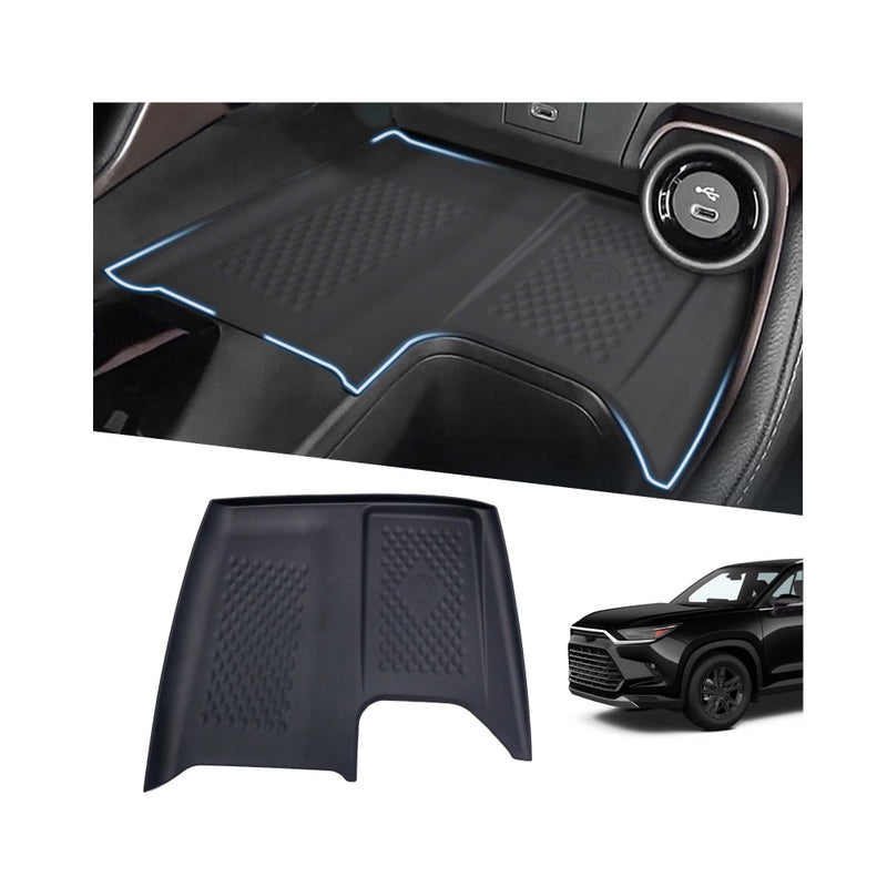 BJchiwu Wireless Charging Anti-Slip Mat Fit for 2024 2025 Toyota Grand Highlander  Silicone Waterproof & Stain-Resistant Car Center Console Phone Charger Protective Pad Liner Accessories(1PCS  Black) - Image 1